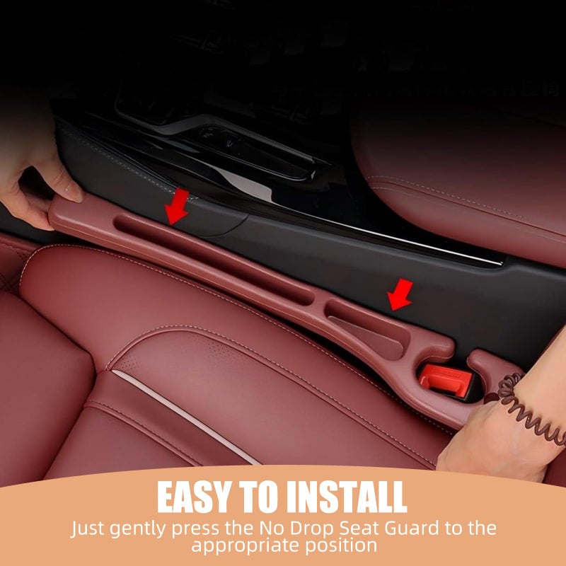 FFKQBH No Drop Seat Guard  Car Seat Side Gap Filler  Drop seat Gap fillers Between Seat and Console Stop Things from Dropping (Beige) - Image 4